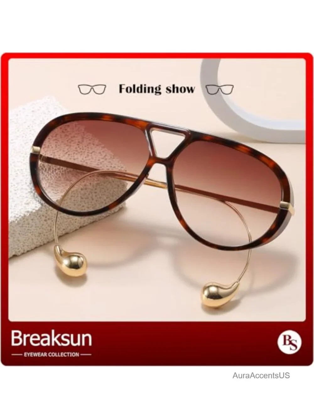 Oversized Aviator Sunglasses Retro Shield Big Lens 100% UV Protection